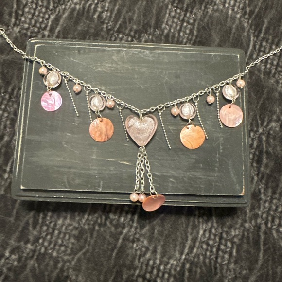 Jewelry - Elegant Silver and Pink Heart Charm Necklace